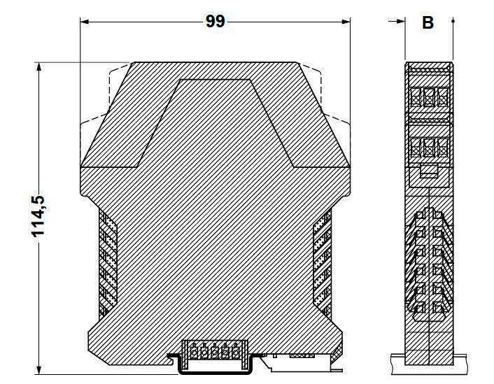 Габаритная схема барьера искрозащиты БИЗ-1-6