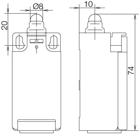 Габаритная схема выключателя Bernstein I88-SU1ZW LIMIT SWITCH